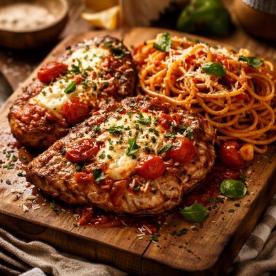 Image of Neapolitan Pork Chops and Spaghetti