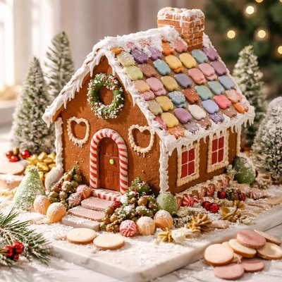 Image of Necco Wafer Gingerbread House from New England