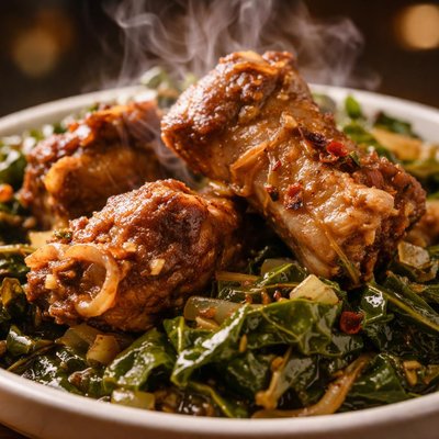 Image of Neckbones and Collard Greens or Turnip Greens