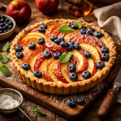 Image of Nectarine and Blueberry Tart