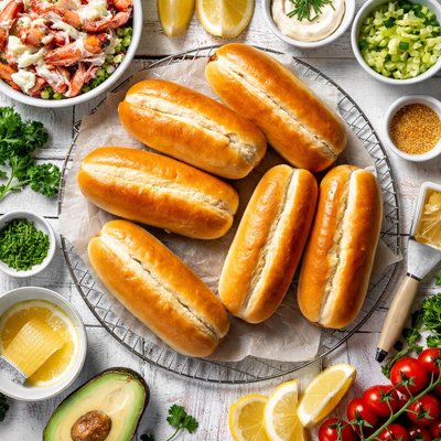 Image of New England Style Hot Dog Rolls Buns for Lobster Rolls Etc