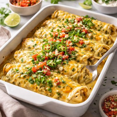 Image of New Mexico Style Green Chili Sour Cream Enchiladas