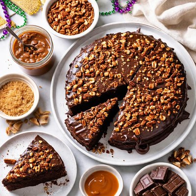 Image of New Orleans Double Chocolate Praline Fudge Cake
