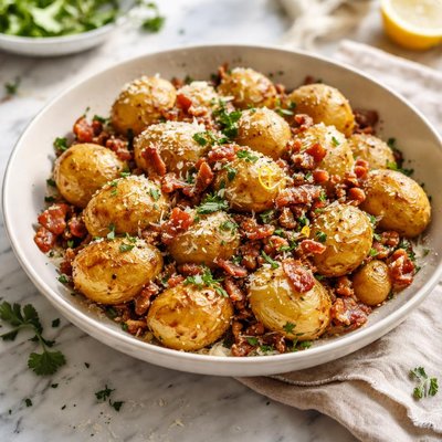 Image of New Potatoes with Bacon and Parmesan