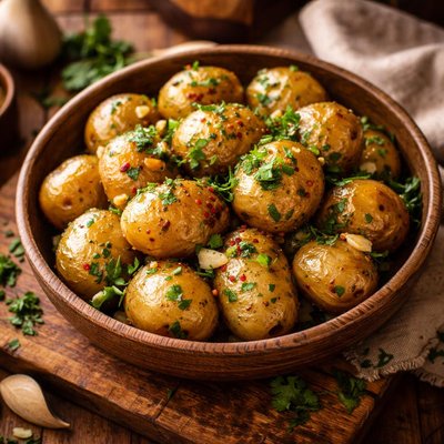 Image of New Potatoes with Garlic and Cilantro