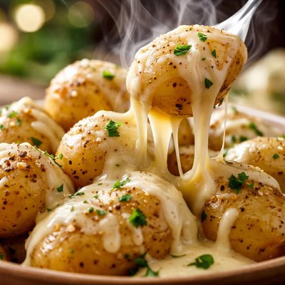 Image of New Potatoes with Three Cheese Fondue