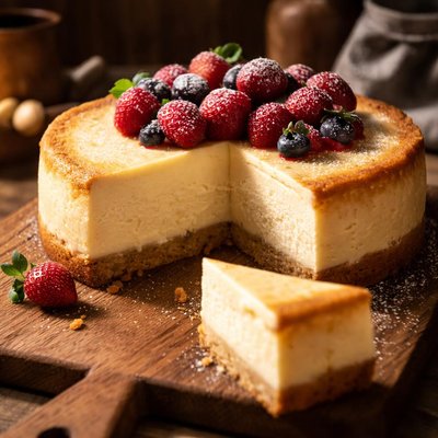 Image of New York Style Cheesecake on Shortbread Crust