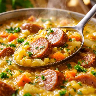 Image of Nigella Lawson Yellow Split Pea and Frankfurter Soup