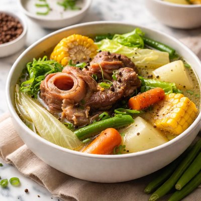 Image of Nilagang Pata Baka Filipino Pork Beef Broth Soup W Vegetables