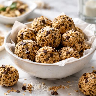 Image of Bolitas de proteína sin frutos secos y sin hornear.