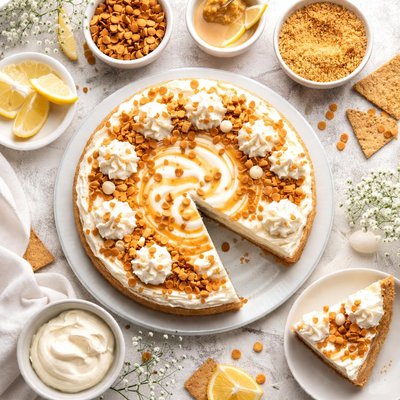 Image of No Bake Butterscotch and Cream Cheesecake Low Fat