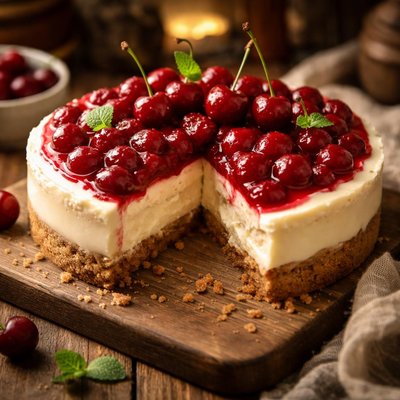 Image of No Bake Cherry Custard Cake