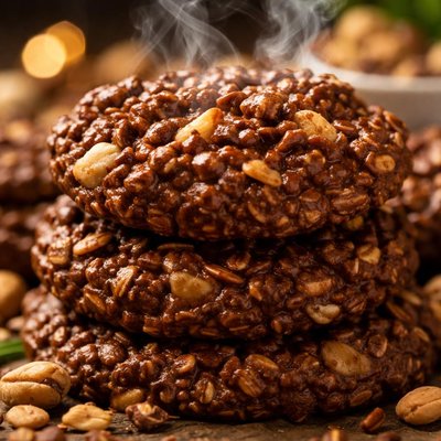 Image of No Bake Chocolate Oatmeal Nut Cookies