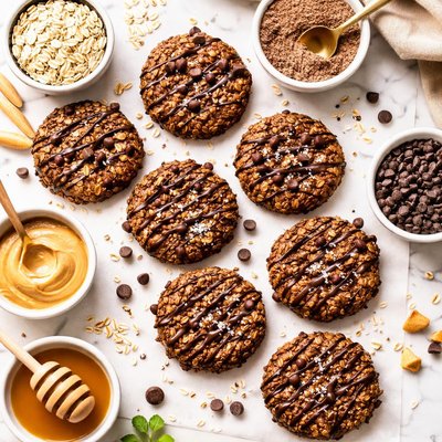 Image of No Bake Chocolate Oatmeal Protein Cookie