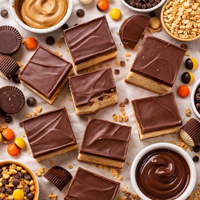 Image of No Bake Chocolate Peanut Butter Bars Reeses Bars