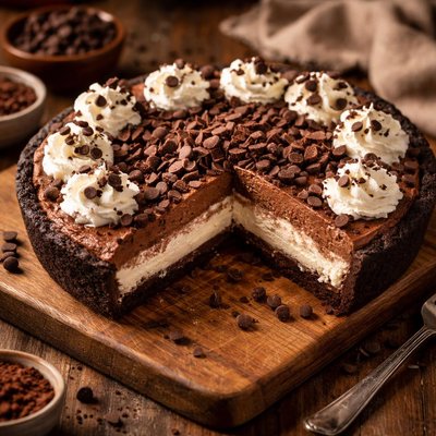 Image of No Bake Chocolate Two Cheese Pie