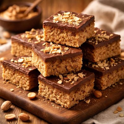 Image of No Bake Crispy Peanut Butter Squares