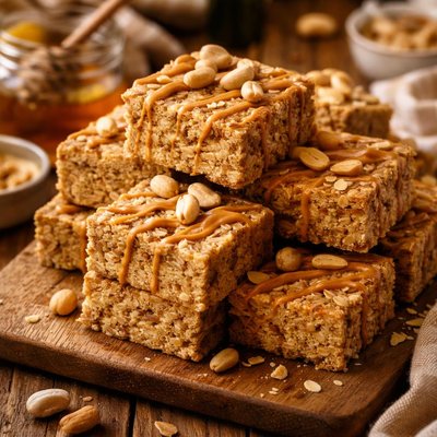 Image of No Bake Honey Oat Peanut Butter Bars