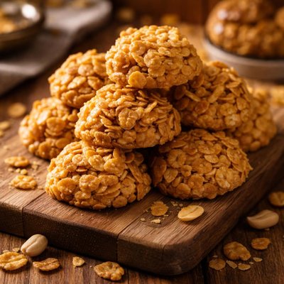 Image of No Bake Peanut Butter Cookies W Corn Flakes