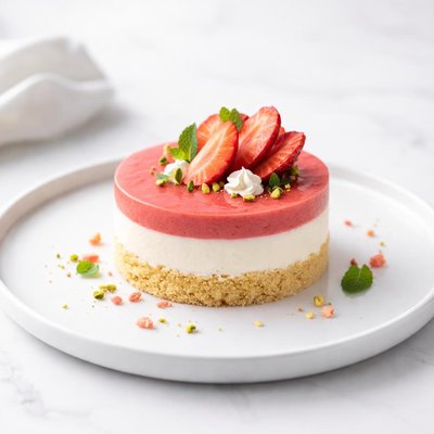 Image of No Bake Strawberry Couscous Cake
