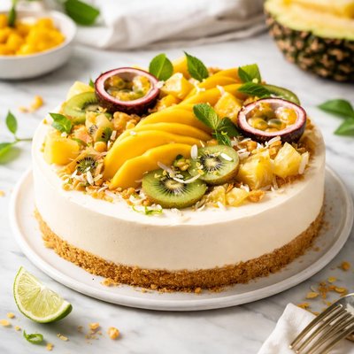 Image of No Bake Tropical Cheesecake
