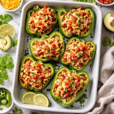 Image of No Carb Chicken Stuffed Green Peppers