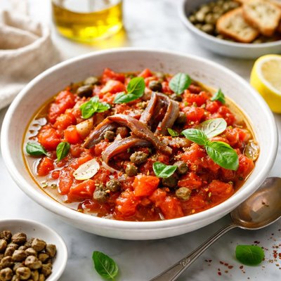 Image of No Cook Fresh Tomato Sauce with Anchovy