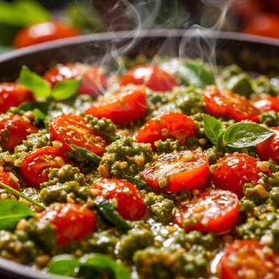 Image of No Cook Pesto Tomato Sauce