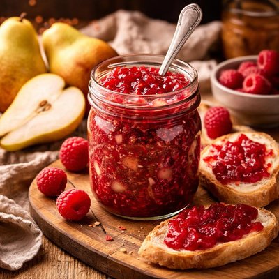 Image of No Cook Raspberry Pear Jam