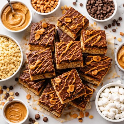 Image of No Cook Scotcheroos Peanut Butter Rice Crispy Treats