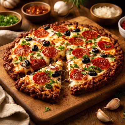 Image of No Dough Meat Crust Pizza for the Low Carb Dieter