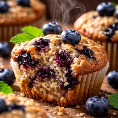 Image of No Egg No Oil No Sugar Blueberry Muffins