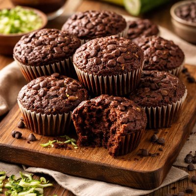 Image of No Fat Chocolate Zucchini Muffins