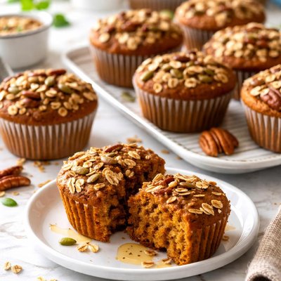 Image of No Flour Pumpkin Oatmeal Muffins
