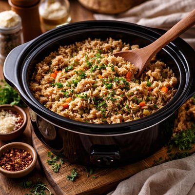 Image of No Fuss Brown Rice Crock Pot