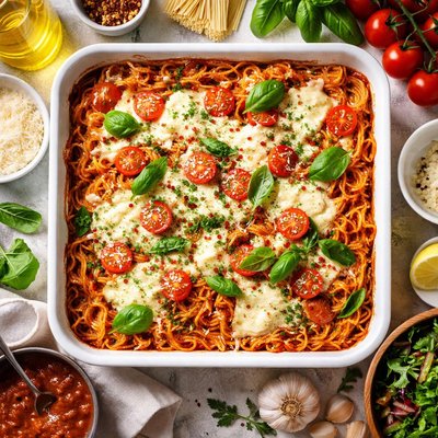 Image of No Meat Baked Spaghetti