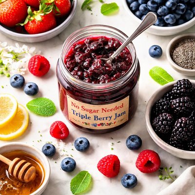 Image of No Sugar Needed Triple Berry Jam