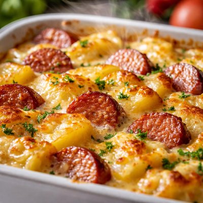 Image of No Time to Cook Scalloped Potatoes and Kielbasa