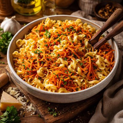Image of Noodles and Shredded Herbed Carrots