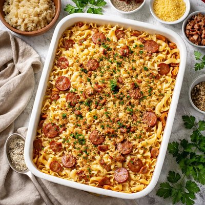 Image of Noodles Sauerkraut Casserole
