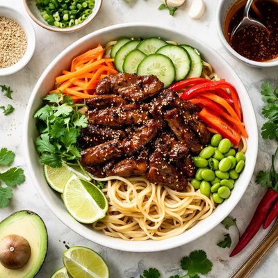 Image of Noodles with Honey Balsamic Beef