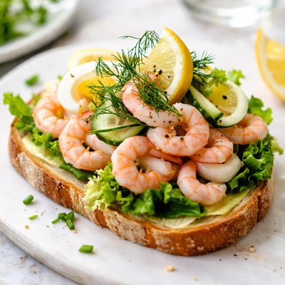 Image of Norwegian Open Faced Shrimp Sandwich
