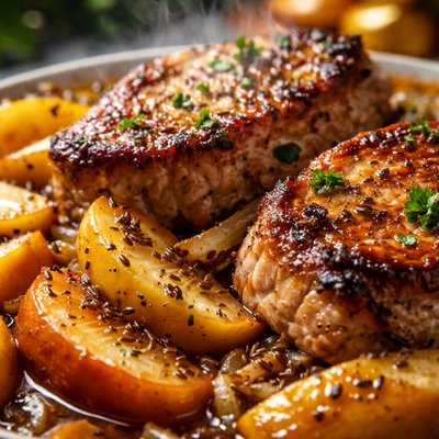 Image of Norwegian Pork Chops with Caraway Apples