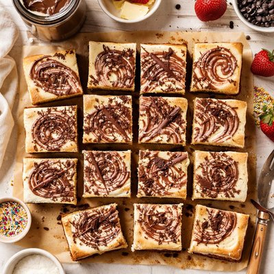 Image of Nutella Swirl Sugar Cookie Cheesecake Squares