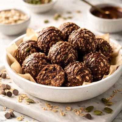 Image of Vegan Nutty Chocolate Energy Balls