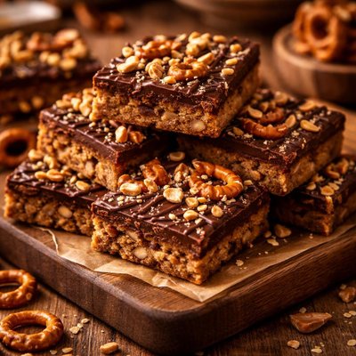 Image of Nutty Chocolate Pretzel Bars