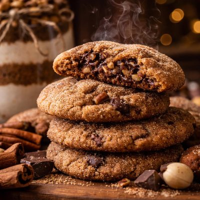 Image of Nutty Chocolate Snickerdoodles Cookies Gift Mix in a Jar