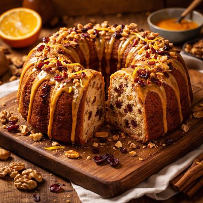 Image of Nutty Fruit Bundt Cake with an Orange Glaze