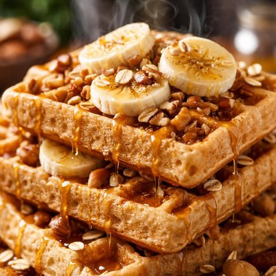 Image of Nutty Honey Oatmeal Waffles