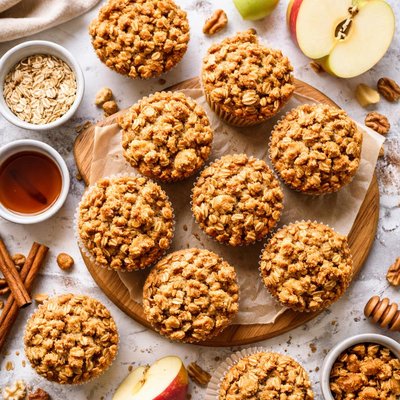 Image of Oat and Apple Crumble Top Muffins